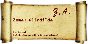 Zeman Alfréda névjegykártya